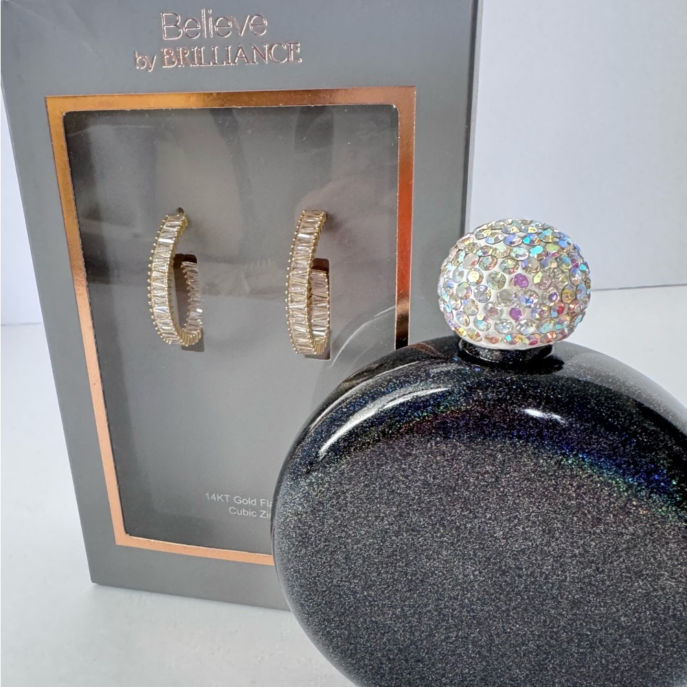 Glitter Black Round Evening Clutch with Crystal Top